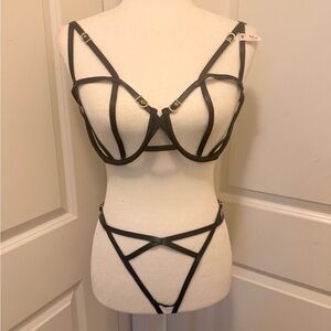 Victoria's Secret Black Strappy Bra Set